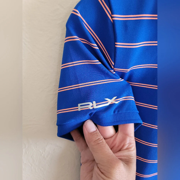 Ralph Lauren, RLX, US Open Chambers Bay 2015 Polo, Royal Blue/Coral, Size Medium - Picture 5 of 6